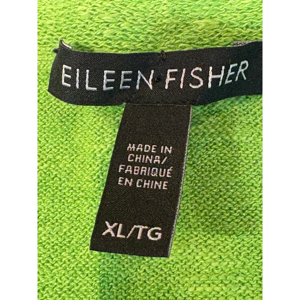 Eileen Fisher Women's Lime Green Linen/Cotton Slub Vneck Sweater Size XL - Picture 9 of 10